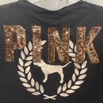 PINK - Victoria's Secret PINK Black T-Shirt with Embroidered Logo sparkle‎ MEDIUM Photo 4