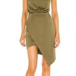 Elliatt Camo Asymmetric Satin Cocktail Dress Khaki Womens Size S Photo 3