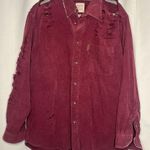 LF  Furst Of A Kind Burgundy Ribbed Distressed Flannel Shirt Photo 9