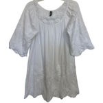 XCVI  White Crochet Embroidered Tunic Mini Dress Size Medium Boho Cottage Cotton Photo 0