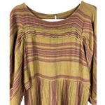 Free People Boho Gauze Cotton Brown Burgundy Striped Lilly Mini Dress Size XS Photo 3