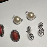 CHAPS Lot Of 3 Silver Tone Pierced Earrings - All Signed - , Avon, Marvella Photo 0