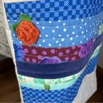 Boho Quilted And Stitched Canvas Art Deco Tote Bag Blue Photo 4