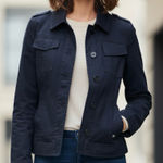 Ted Baker  Womens Navy Blue Collared Button Up Pockets Jacket Ted Size 1 US SMALL Photo 0