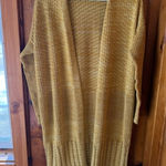 Marled‎ Mustard Yellow Cable Knit Long Cardigan Size Medium Photo 0
