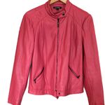 Fox & Ali Faux Leather Jacket. Salmon Color. Large. Orange Photo 0