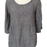 J.Jill Women's Petite Scoop Neck Linen Blouse Olive Gray 3/4 Sleeve Size S Photo 0