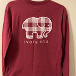 Ivory Ella Womens‎ Red  Long Sleeve T-Shirt Plaid Logo Back Size Small Photo 0