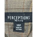 Perceptions Petite Suede Women 3 Piece Suit Collarless Jacket Plaid Rust Hue 14P Orange Photo 5