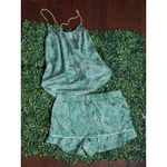Victorias Secret Satin Banana Leaf Tank and Shorts Set Size Medium Green Photo 1