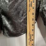 Evereve Cloth & Stone Silver Metallic Button Shirt M Cyber Y2K Disco Glam Foil Photo 5