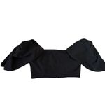 TOCCIN X RTR Puff Bow Sleeve Crop Top Black Taffeta Off Photo 9
