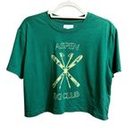 Colsie Womens Green Aspen Ski Club Cropped Graphic Tee Sz L Size L Photo 0