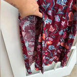 Lucky Brand  Red Wine Bohemian Floral Maxi Dress Off The Shoulders Size L Large Photo 8