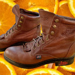 Justin Boots Justin Women's L0902 Brown Leather Roper Work Boots, Size 9B, Ankle Boots Photo 0