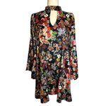 Cousin Earl Floral Long Sleeve Dress Keyhole Front Flowy Bell Sleeve Small R7109 Black Photo 5