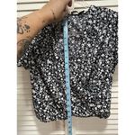 HYFVE Black/Ivory Floral Faux Wrap Button Up Back Short Sleeve Blouse Sz L Crop Photo 4