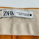 ZARA NWT  Pants Women's Size XS Mid Rise Flared Flat Front Orange Yellow Trousers Photo 6