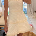 Alexis Fabiana Tweed Cream Beige Mini Dress Medium Photo 0