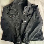 Akira  Black Denim Jacket Distressed Photo 0