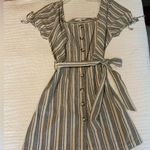 Purple Snow Button Up Stripped Dress Photo 0