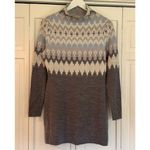 Icelandic Design 100% merino wool fairisle mock neck sweater tunic Gray Photo 1