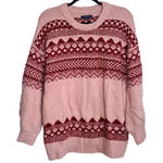American Eagle  Jegging Fit Sweater Pink Red Fair Isle Oversized Photo 0