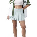 PacSun Eco Light Indigo Mid Rise Pleated Denim Mini Skirt NWT 25 Photo 1