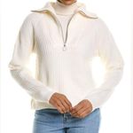 Joie NWT  Hinnes Ribbed 100% Wool Ivory Porcelain Sweater Size XL Photo 5