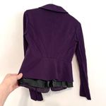Laundry by Shelli Segal Faux Leather Trim Peplum Jacket Plum Purple Black Blazer Photo 13