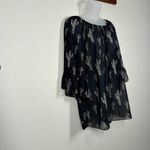 Cowgirl Hardware Cactus Cheetah Western Boho Print Sheer Top Size Medium Black Photo 1