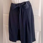 Loft Navy Blue Feminine Classy Wrap Bow Tie Zip Up Skirt in EUC Sz 4 Photo 0