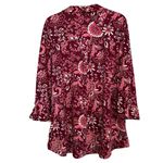 kim rogers  Women's Maroon Pink V-Neck w/Collar Long Sleeve Cuffed Blouse Size 1X Photo 1