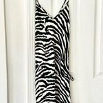 Iceberg Black White Zebra Animal Print Slinky Drop Waist Mini Dress Medium 44 Photo 0