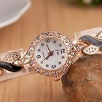 Beautiful Sparkling Ladies Rose Gold Watch with Heart Design Band Stones Bling Photo 2