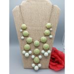 Gold Tone Bubble Necklace Green & Blue Bead Rolo Chain Statement Piece 24" Photo 1