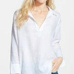 Vineyard Vines Vineyards Vines Linen Blend Tunic Top White Relaxed Collared Shirt Medium Photo 0