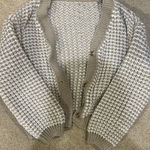 SheIn Tan and White Knitted Cardigan Photo 0
