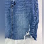 Wax Jean S Raw Hem Distressed Blue Denim Mini Skirt Photo 3
