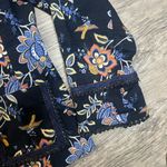 Loft women’s blue Navy Floral print blazer size 6 ,97% cotton long sleeve Photo 4