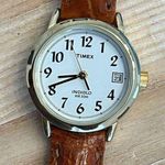 Timex Indiglo Ladies Watch Genuine Leather Strap White Dial Gold Case Photo 1