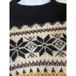 J.Crew Fair Isle Merino Alpaca Blend Sweater Women's L Nordic Knit Black Cream Size L Photo 1