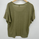 Old Navy  Tee Womens Olive Green Flutter Sleeve Linen Blend Casual Scoop Neck NWT Photo 0