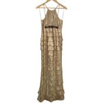 Adrianna Papell New Evening Dress Womens 2 Tiered Maxi Bolero Beaded Jacket Gold Photo 1