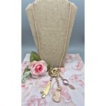 None Rose Gold Tone & Pink Long Statement Necklace Dangle Pendants 30" Boho Photo 6