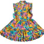 Love The Label Elana Poplin Dress Multicolored Iris Print Pockets Size Medium Yellow Photo 3