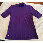 Lauren Ralph Lauren Purple Turtleneck Stretch Top sweater short sleeve viscose L Size L Photo 0