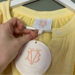 NEW Victoria Dunn Cotton Gauze Butter Yellow Ruffle Dress with Waist Tie Size L Photo 1