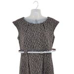 Connected Apparel Geometric Cap Sleeve Belted Sheath Dress Black Gray Size 6 Photo 2