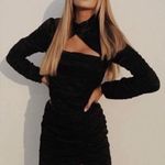 ZARA Limited Edition RARE Satin Ruffled Front Cut Out Mock Neck Mini Dress Photo 1